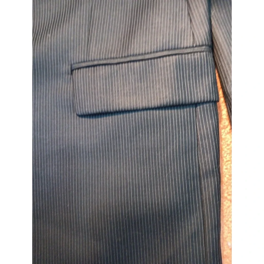 Calvin Kleins 90s Wool Pin Striped Blue Blazer Three Button Professional  Mens‎
